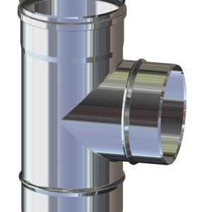 Raccordo a T 90° F/F/M per canna fumaria Acciaio Inox